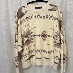 Polo by Ralph Lauren Cream and Brown Women's Crewneck Sweater